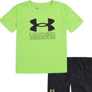 2/$25- Baby Boy Under Armour Graphic Logo Tee & Speckled Shorts Set- 12 Months